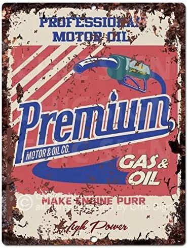 Premium Gas y aceite Sign rústico Vintage cocina Retro Bar Pub decoración de la pared 9"x12" placa de metal sign Home Store decoración placas