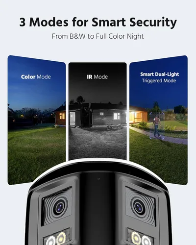 Miniatura 4 de ANNKE FCD800 - Cámara de seguridad PoE de 4K 8MP con lente dual, vista panorámica de 180°, visión nocturna a color con luz dual inteligente, audio