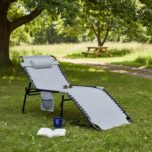 Miniatura 4 de Tangkula Widen - Sillón plegable y reclinable, portátil con 4 posiciones de respaldo, 2 posiciones de patas, almohada, silla de playa para tomar