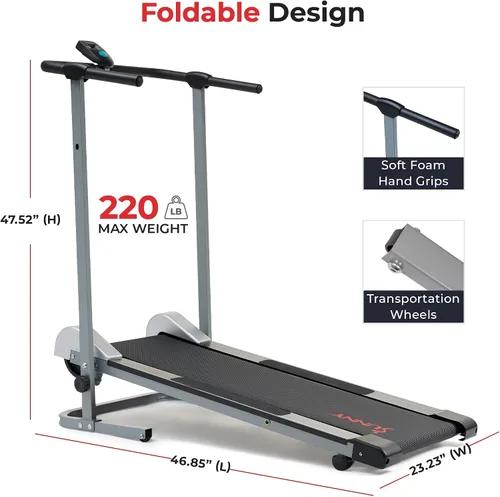 Miniatura 7 de Sunny Health & Fitness SF-T1407M - Caminadora manual, color gris
