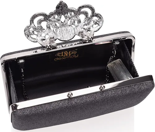 Miniatura 7 de Dexmay - Bolso de mano con diamantes de imitación con cierre de corona de cristal, bolso de noche formal para mujer