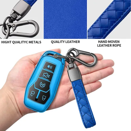 Miniatura 7 de Funda para Llave Ford con Llavero de TPU Suave Premium, Carcasa de Llave de Protección Completa Compatible con Ford Fusion 2013-2016, Ford Mustang