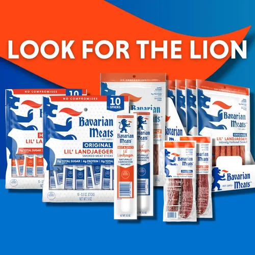Miniatura 6 de Bavarian Meats Lil' Landjaeger - Palitos de carne, aperitivos de salchicha ahumada envueltos individualmente, cero azúcar, gran fuente de proteínas