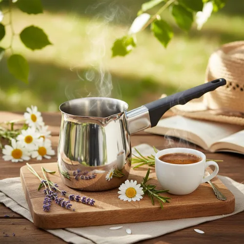 Miniatura 6 de Fino Cafetera Turca de Acero Inoxidable - Calentador Profesional 18/8 para Estufa para Café, Leche, Té, Chocolate Caliente - Deliciosas Bebidas