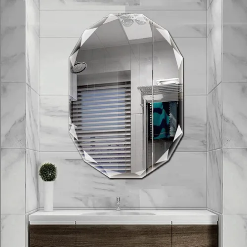 SNUGACE Espejo de tocador de baño de montaje en pared sin marco con borde biselado simple, 24" X 36", plateado