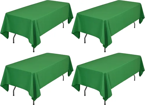 Miniatura 94 de Showgeous Paquete de 4 manteles rectangulares de poliéster de 60 x 102 pulgadas, resistentes a las arrugas, lavables, para bodas, mesas de comedor