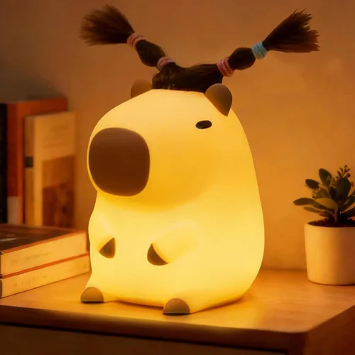 Miniatura 16 de Luz nocturna de silicona de pingüino, bonita lámpara de pingüino rosa con sombrero, luz nocturna de guardería para bebé, recargable/regulable, Bebé