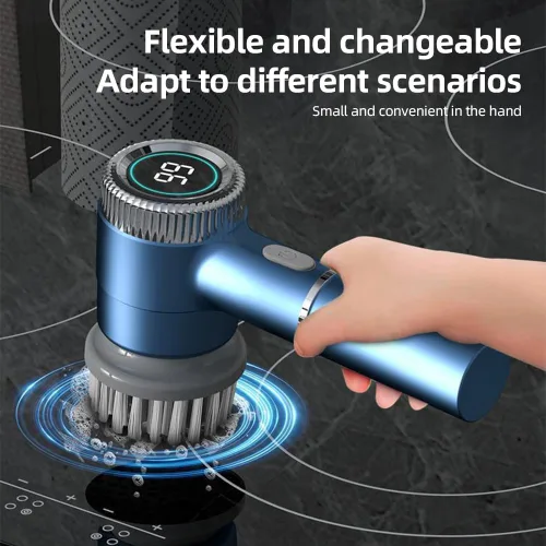 Miniatura 4 de Decdeal Juego de cepillos de limpieza eléctricos, limpiador giratorio eléctrico inalámbrico, impermeable, 3 velocidades, pantalla digital, limpiador