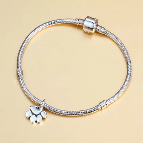 Miniatura 3 de Dijes con estampado de pata de perro 2025 para pulsera Pandora Animal, cuentas de plata de ley 925 para cachorrogato con diseño de pata de perro