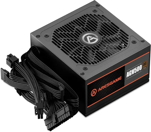 ARESGAME Fuente de alimentación de la serie AGV de 500 W, certificada 80 Plus Bronze, fuente de alimentación no modular, garantía de 5 años