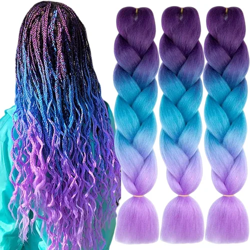 Miniatura 15 de Beige (613) Cabello trenzado 6 paquetes de extensiones de cabello sintético de 24 pulgadas, extensiones de cabello trenzado Jumbo Ombre trenzado