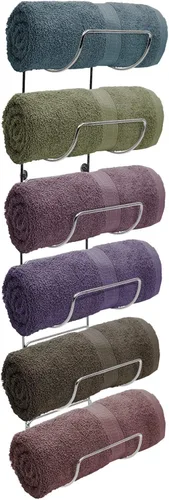 Miniatura 11 de Sorbus Toallero de baño – Toallero de metal de 5 niveles con estante de madera para toallas de baño enrolladas, toallas de baño, ropa de cama
