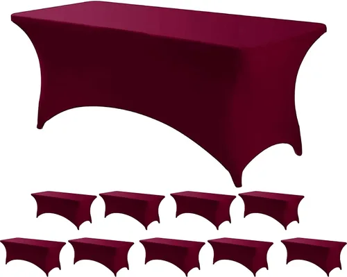 Miniatura 15 de Banquet Tables Pro Mantel rectangular plegable de elastano de 6 pies de largo, elástico, ajustado, para mesas de patio plegables de 30 pulgadas