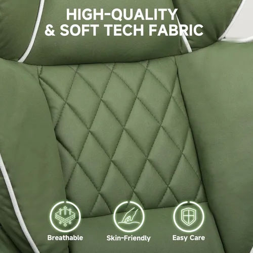 Miniatura 6 de COMHOMA Silla de juegos grande y alta con soporte lumbar de resorte de bolsillo, silla de oficina ergonómica con reposapiés, silla de escritorio