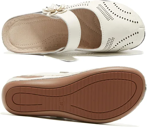 Miniatura 3 de TRULAND Zuecos Mary Jane de cuero para mujer, sin cordones, informales, cómodos, con soporte para el arco