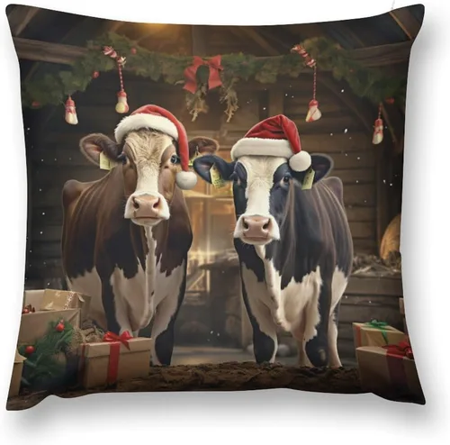 Miniatura 17 de Funda de cojín decorativa para sofá de 22 x 22 pulgadas, diseño de villancicos de Navidad, para sala de estar feliz invierno, para sofá Patrón 4
