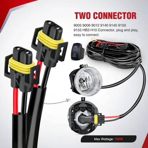 Miniatura 3 de Nilight Kit de arnés de cableado resistente de 16 AWG, conector de enchufe de enchufe de fusible de hoja de relé de interruptor basculante de 12 V 5