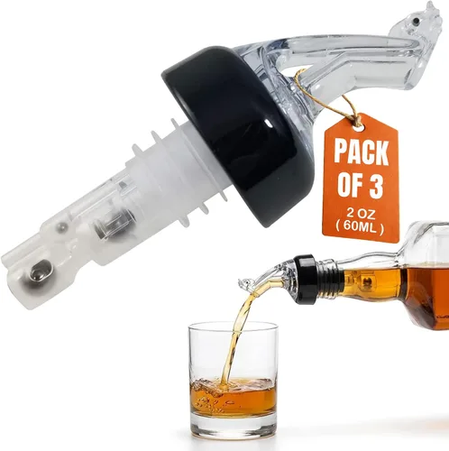 Miniatura 14 de Vertedor medido - Vertedores de botellas de licor - Cuello - (3 unidades) Hecho 100% en Estados Unidos. Boquillas de barra que no tienen fugas - Sin