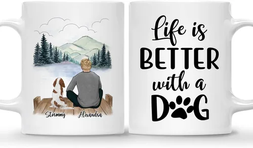 Miniatura 9 de Gossby Taza personalizada para papá con perro, Forever in My Heart, regalo personalizado para hombres amantes de los perros con diseño, nombres, 1