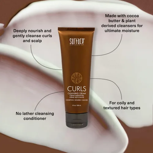 Miniatura 2 de SURFACE Crema limpiadora para rizos de cabello – define, añade brillo y proporciona longevidad de estilo sin encrespamiento – 6 onzas líquidas