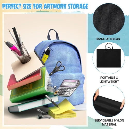 Miniatura 6 de Abbylike 1 bolsa de 48 x 36 pulgadas para portafolio de arte, funda de transporte de nailon impermeable grande con correa para el hombro, para Negro