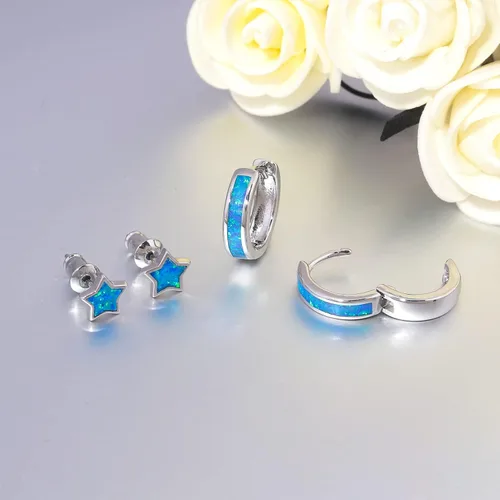Miniatura 65 de CiNily Aretes Huggie de ópalo con bisagras, chapados en oro, hipoalergénicos, pequeños aretes de aro para mujeres, adolescentes, niñas, hombres