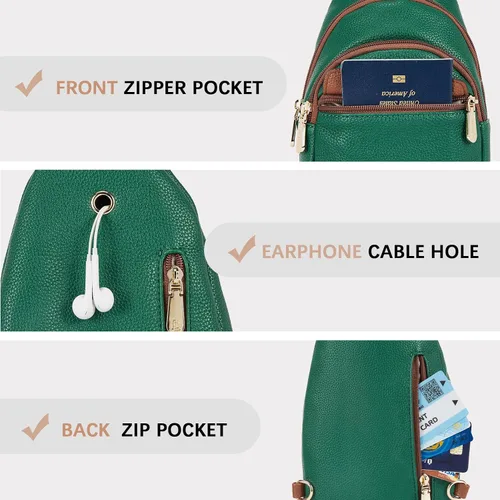 Miniatura 2 de BOSTANTEN Bolso bandolera pequeño para mujer, bolso cruzado de cuero, riñonera, bolsa de pecho para viajes