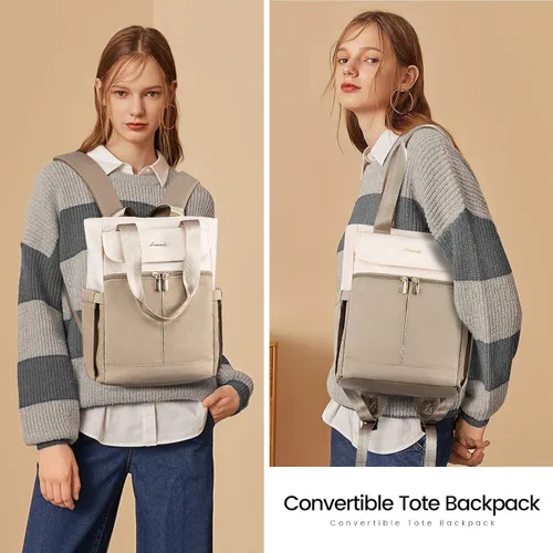 Miniatura 2 de LOVEVOOK Mochila convertible para mujer, Crema-caqui, Mochilas Daypack
