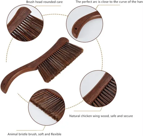 Miniatura 4 de Escoba de mano, escoba de mano para cepillo de cama, cepillo de pelo de caballo con mango de madera, cepillo de cama extendido, para automóvil