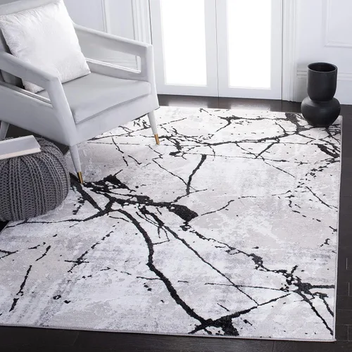 Miniatura 18 de SAFAVIEH Amelia Collection - Alfombra decorativa de 2 x 4 pies, gris y negro, diseño abstracto moderno, no desprende pelusa y de fácil cuidado