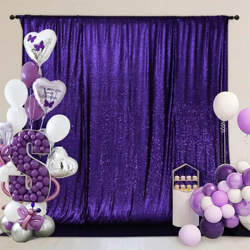 Miniatura 47 de PartyDelight - Fondo de lentejuelas rosa intenso de 6 pies x 8 pies para fotografía, cortina de bodas y eventos especiales Rosa encendido
