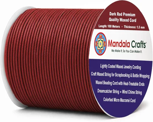 Miniatura 98 de Cuerda Mandala Crafts 0.03 pulgadas 109 yardas para hacer joyería, artesanía, macramé, cuerda de algodón encerado Negro