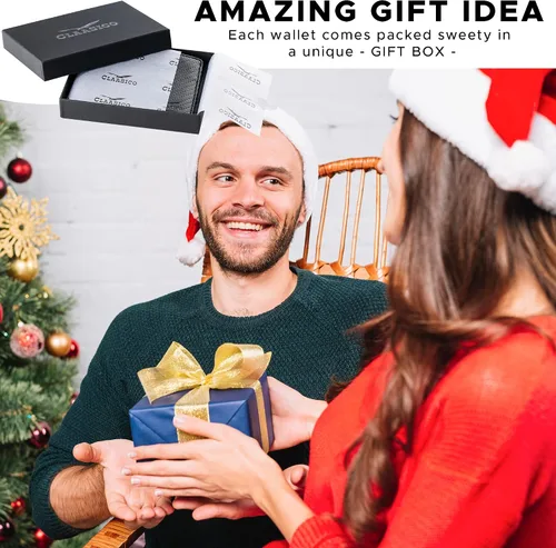 Miniatura 7 de Cartera para hombre Cartera delgada de piel auténtica con RFID Regalo para hombres empaquetado en elegante caja de regalo