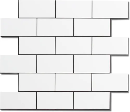 10 hojas más gruesas para despegar y pegar para cocina, 12 x 12 pulgadas, blanco puro en acabado mate, azulejos de PVC para pared de metro, para