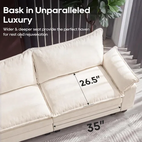 Miniatura 5 de URRED Sofá modular de gran tamaño, 87 pulgadas en forma de L, moderno y cómodo sofá nube con otomana móvil y almohadas, sofás de asiento profundo