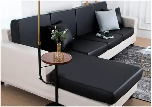Miniatura 19 de Funda de piel sintética para sofá, funda elástica de cojín de 1/2/3/4 plazas, funda protectora impermeable de muebles para sofá, silla, asiento