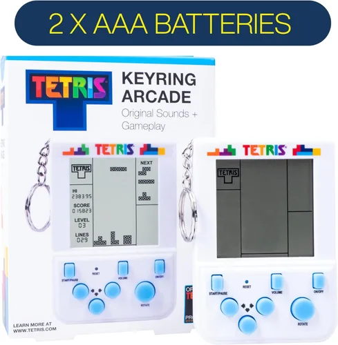 Miniatura 4 de Tetris Mini llavero de mano para juegos de arcade, juego de tetris portátil con 15 niveles, efectos de sonido clásicos, llavero consola