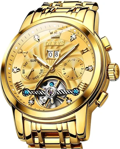 Miniatura 3 de OLEVS Relojes de esqueleto para hombre, reloj de pulsera de diamantes de lujo, automático, mecánico, automático, luminoso, impermeable