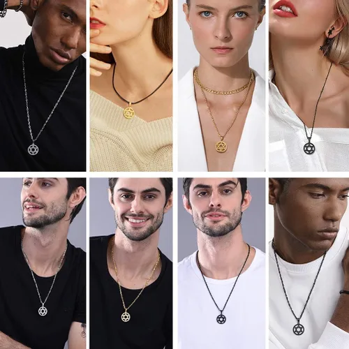 Miniatura 3 de PROSTEEL Collar con colgante y cadena de acero inoxidable de la estrella de David judía, joyería de Israel para hombres y mujeres