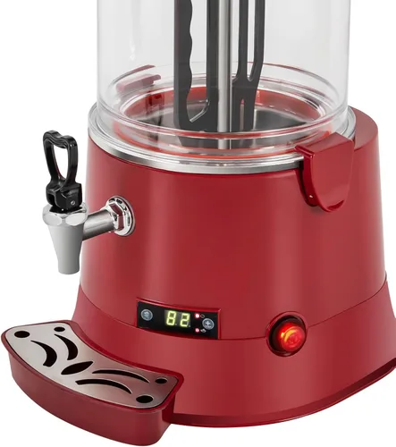 Miniatura 7 de Dispensador comercial de chocolate caliente de 10 L, calentador de bebidas calientes, máquina para hacer chocolate caliente, olla de bebidas Rojo
