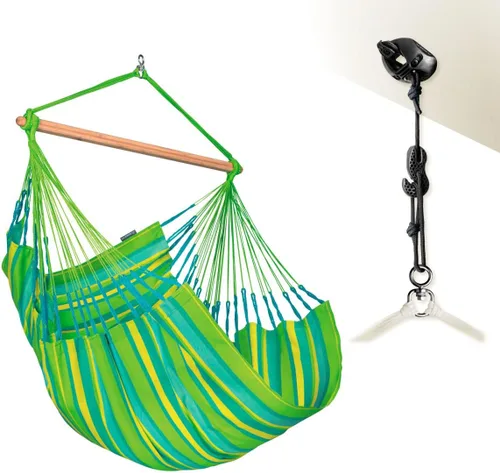 Miniatura 3 de LA SIESTA® - Hamaca grande y cómoda Domingo - Silla hamaca colgante resistente a la intemperie y al desgarro - Silla hamaca para interiores y Lima