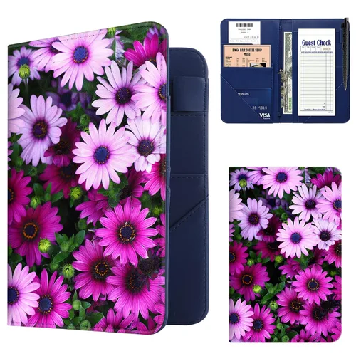 Miniatura 15 de Libro de Servidor, Libros de Servidor de Cuero PU para Mesera, Libro de Mesera con 1 Bolsillo con Cremallera, Billetera de Mesero con 9 Bolsillos
