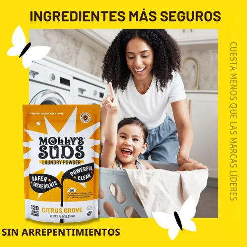 Miniatura 3 de Detergente Molly's Suds para ropa original en polvo Detergente en polvo para ropa limpia para pieles sensibles Ingredientes simples y efectivos