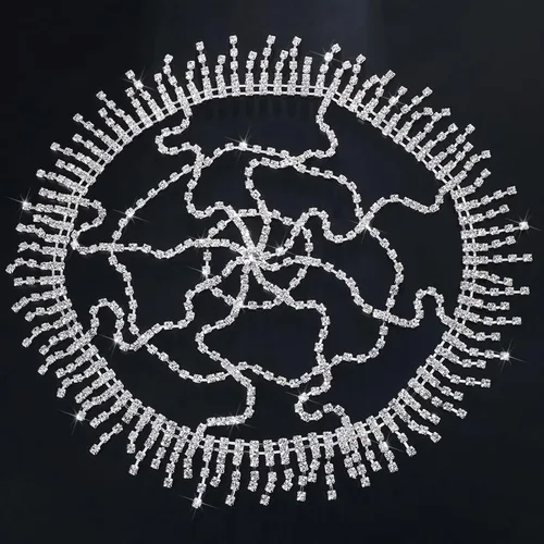 Miniatura 3 de NAISKA Diadema de malla con diamantes de imitación de los años 20, con borla plateada, cadena de cabeza de cristal, tocados de novia, vintage