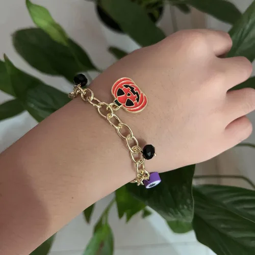 Miniatura 2 de Pulsera gótica espeluznante con dije de calabaza, araña, bruja y fantasma, regalo de joyería de disfraz de Halloween para mujeres y niñas, pulsera