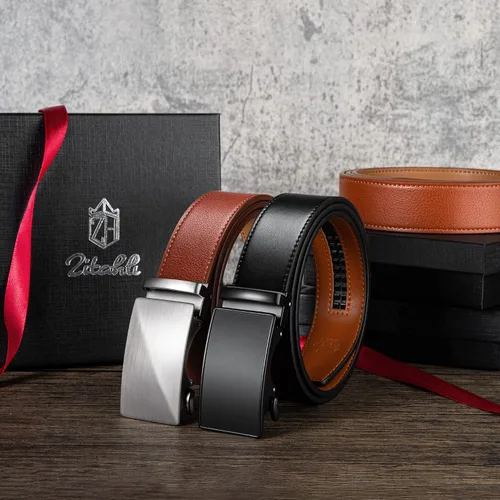 Miniatura 6 de Zitahli - 2 paquetes de cinturón de trinquete de cuero para hombre, cinturón de regalo para hombre, para vestir y casual, ajuste para adaptarse