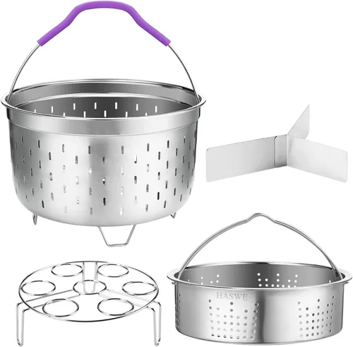 Cesta de vapor para olla a presión instantánea, juego de accesorios compatible con InstaPot de 5/6/8 cuartos de galón, inserto de colador de acero