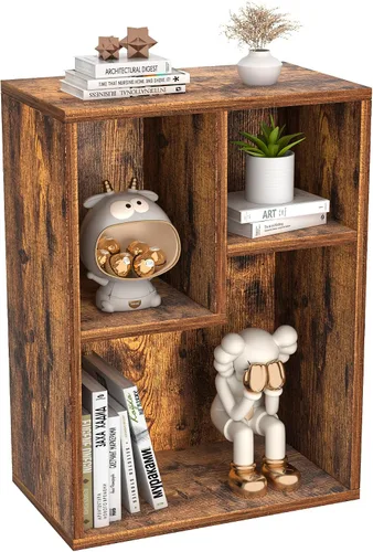 Miniatura 18 de VECELO Estantería para niños, 2 en 1 con estantes y 3 cubos de diferentes tamaños, organizador de madera para almacenamiento de juguetes para Blanco
