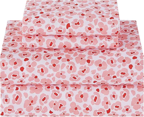 Miniatura 30 de Softan Sábanas de flores naranjas para cama de tamaño King, sábanas estampadas con estampado floral – Sábanas bajeras de microfibra suave