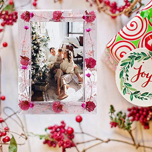 Miniatura 7 de Marco de fotos floral rosa de 5 x 7 pulgadas para decoración de pared y mesa, gran regalo conmemorativo, marcos de fotos únicos para decoración